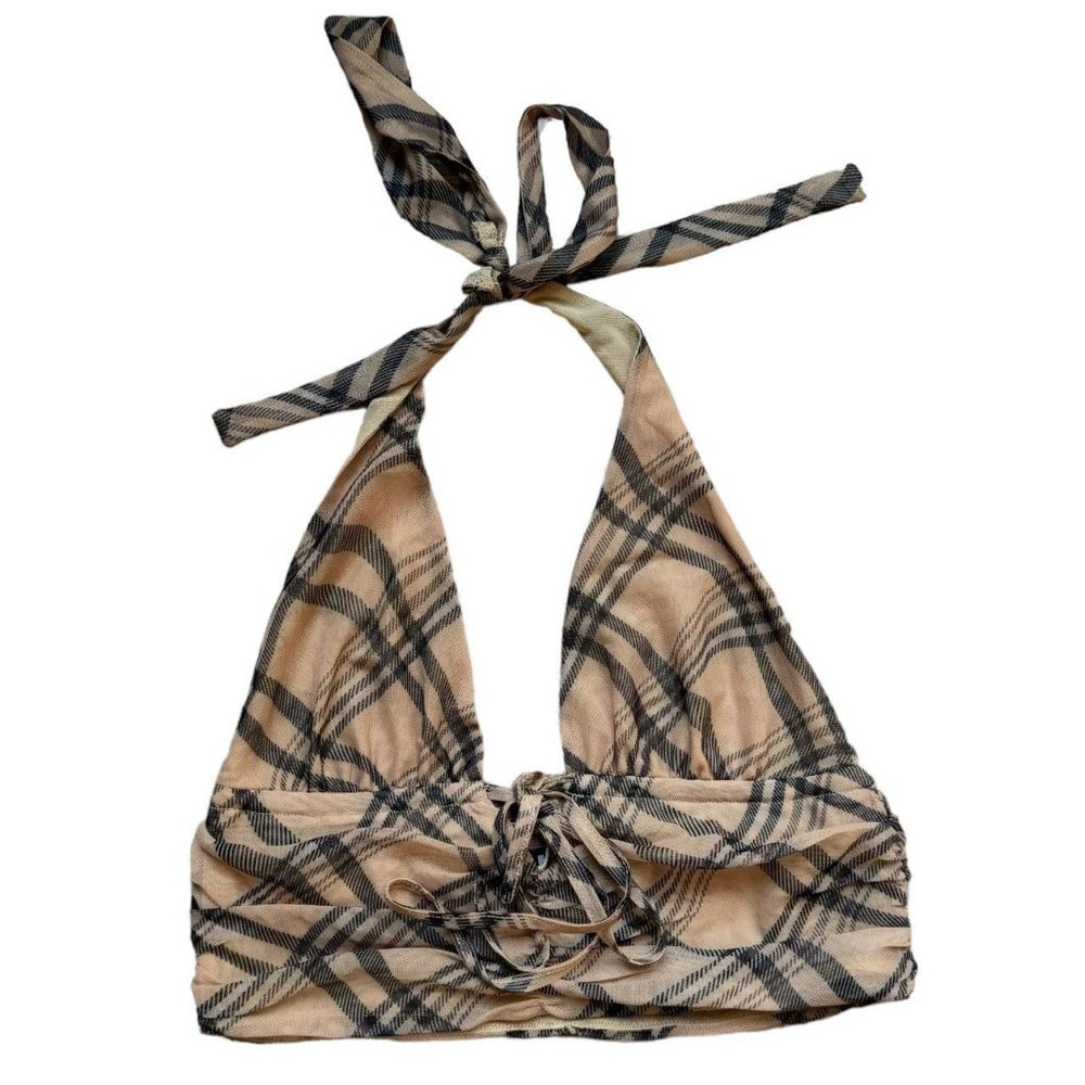 Iamgia Camel Plaid Halter Top